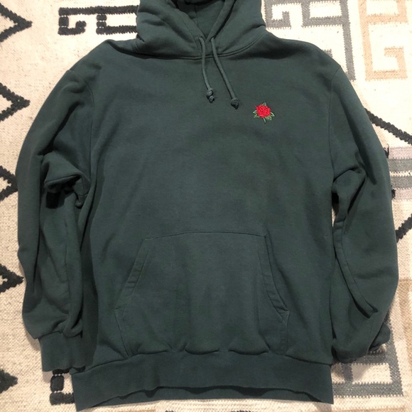 green hoodie with rose h&m